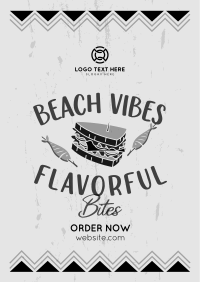 Flavorful Bites at the Beach Flyer Design