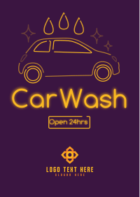 Neon sign Car wash Flyer Design