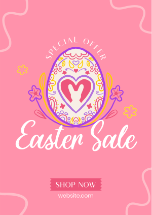 Floral Egg with Easter Bunny and Shapes Sale Poster Image Preview