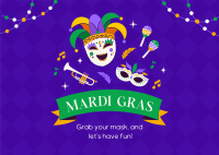 Mardi Gras Celebration Postcard Image Preview