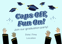 Caps Off Fun On Graduation Party Postcard Image Preview