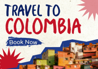Travel to Colombia Paper Cutouts Postcard Design