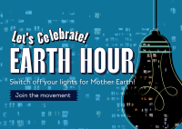 Earth Hour Light Bulb Postcard Design