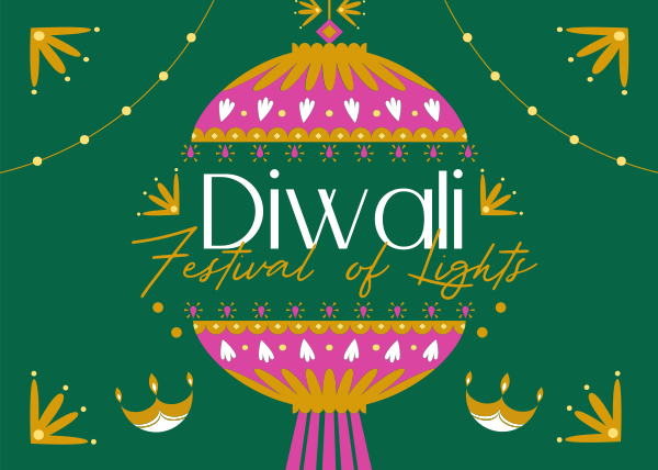 Diwali Festival Celebration Postcard Design