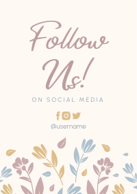 Floral Follow Us Poster Design