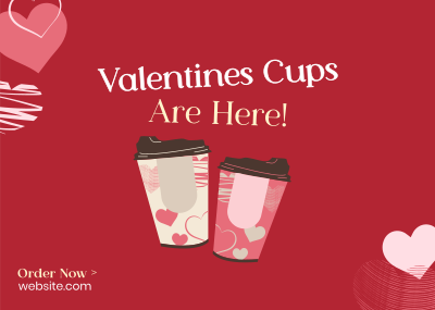 Valentines Cups Postcard Image Preview