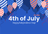 Fourth of July Balloons Postcard Image Preview