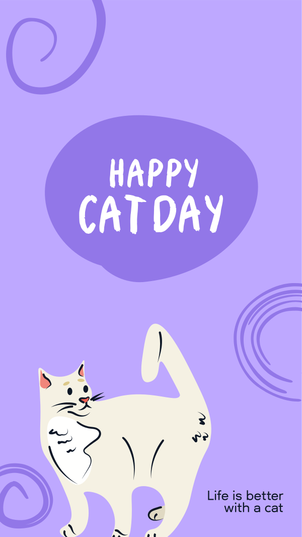 Swirly Cat Day Facebook Story Design
