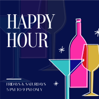 Retro Happy Hour Instagram Post Image Preview