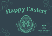 Floral Egg with Easter Bunny Postcard Design