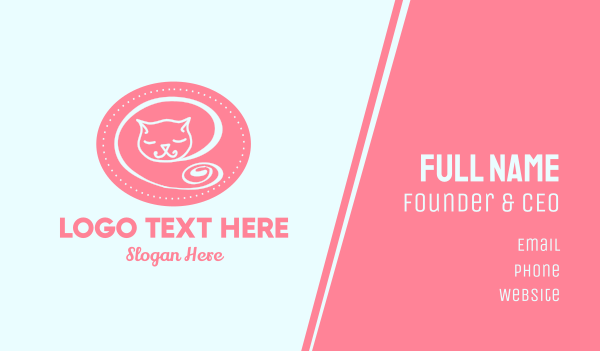 Pink Sleepy Cat Business Card Design Image Preview