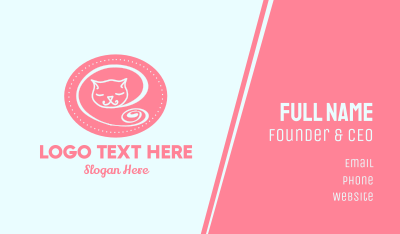 Pink Sleepy Cat Business Card Image Preview