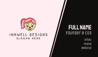 Pink Hair Girl Cartoon Business Card Image Preview