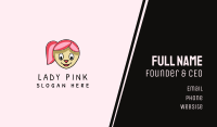 Pink Hair Girl Cartoon Business Card Image Preview