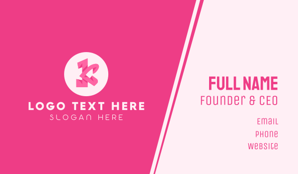 Pink Fashion Letter K Business Card Design Image Preview