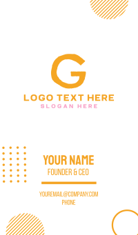 Preschool Orange Letter G Business Card Design