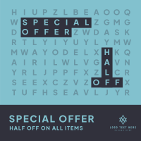 Half Off Crossword Instagram Post Design