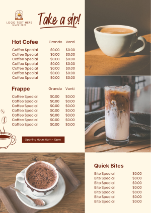 The Coffee Shop Menu Image Preview