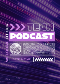 Futuristic Tech Podcast Poster Image Preview