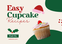 Christmas Cupcake Recipes Postcard Design