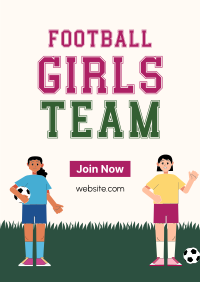 Girls Team Football Poster Design