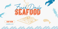 Fun Seafood Restaurant Twitter Post Design