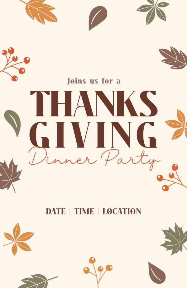 Thanksgiving Autumn Leaves Invitation Design Image Preview