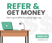 Refer And Get Money Facebook Post Design