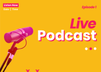 Live Podcast Postcard Design