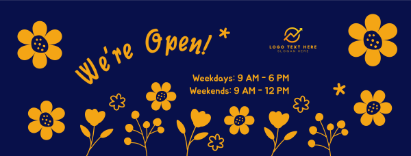 We're Open Flower Power Facebook Cover Design Image Preview