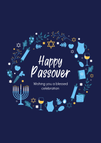 Happy Passover Wreath Poster Image Preview