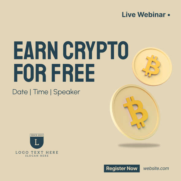 Earn Crypto Live Webinar Instagram Post Design