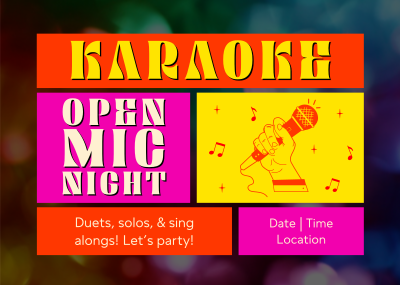 Karaoke Open Mic Postcard Image Preview