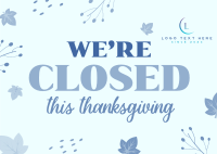 Closed On Thanksgiving Postcard Image Preview