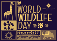 Paper Cutout World Wildlife Day Postcard Image Preview