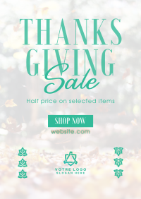 Thanksgiving Leaves Sale Poster Design
