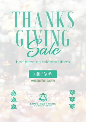 Thanksgiving Leaves Sale Poster Image Preview
