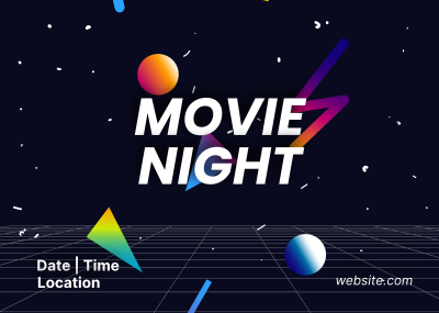 Movie Night Retro Postcard Image Preview