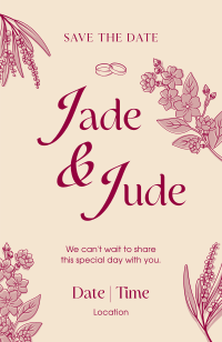 Illustrated Floral Wedding Invitation Preview