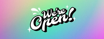 We're Open Funky Facebook cover Image Preview
