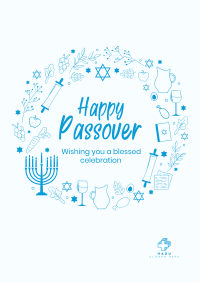 Happy Passover Wreath Poster Image Preview