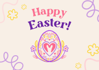 Floral Egg with Easter Bunny Postcard Design