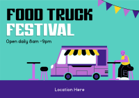 Retro Food Truck Festival Postcard Preview