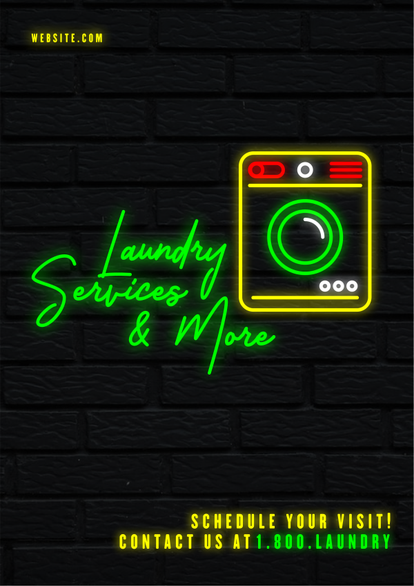 Neon Laundry Shop Flyer Design Image Preview