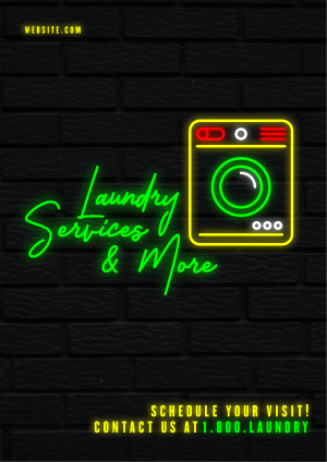 Neon Laundry Shop Flyer Image Preview
