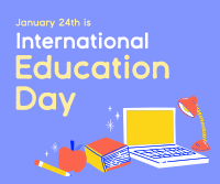 Cute Education Day Facebook Post Design