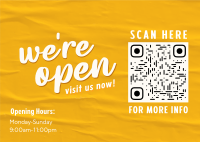 Quirky Open Now Postcard Design