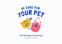 We Care For Your Pet Postcard Design