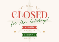 Holiday Closing Badge Postcard Design