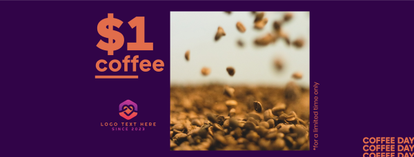 $1 Coffee Day Facebook Cover Design Image Preview